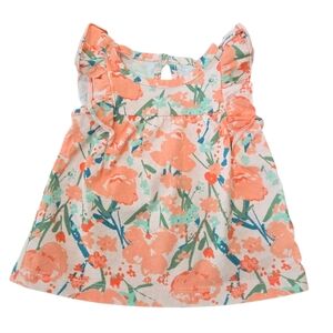 Carter's Pink Floral Ruffle Shoulder Sleeveless Blouse 3 Month